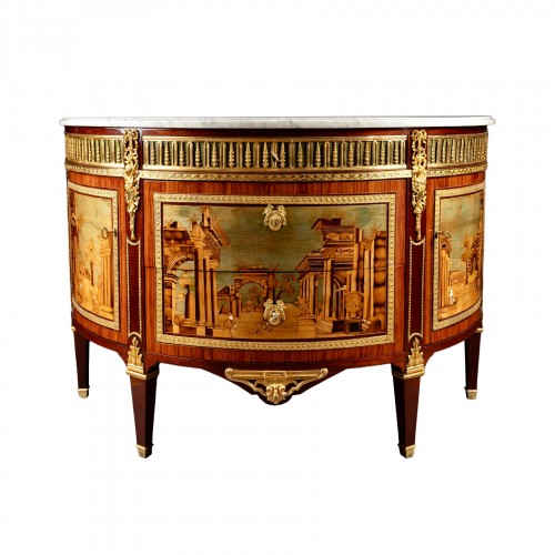 Commode with ruins marquetery by A.L Gilbert, Paris circa 1780
