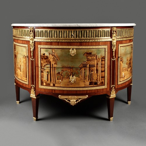 Mobilier Commode - Commode aux ruines antiques par A.L Gilbert, Paris vers 1780