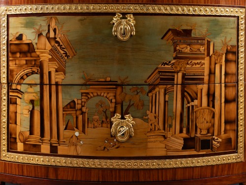 Louis XVI - Commode with ruins marquetery by A.L Gilbert, Paris circa 1780