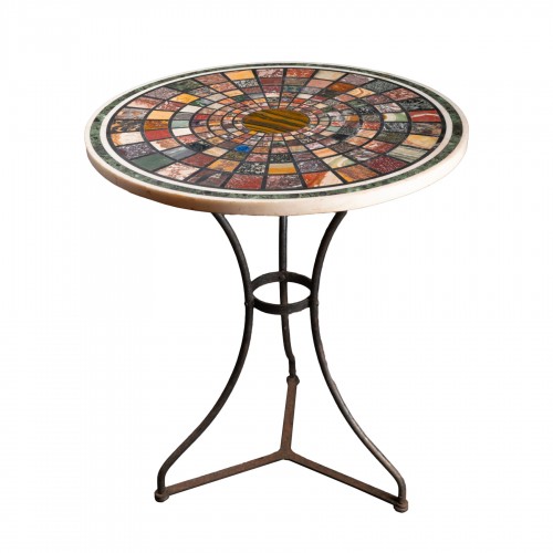 Steel pedestal table with hard stone top, Rome circa 1820