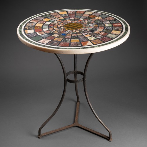 Steel pedestal table with hard stone top, Rome circa 1820 - 