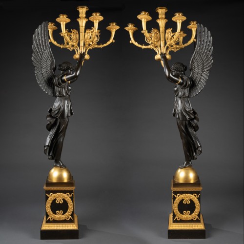 XIXe siècle - Paire de candélabres signés Chiboust, Paris époque Empire