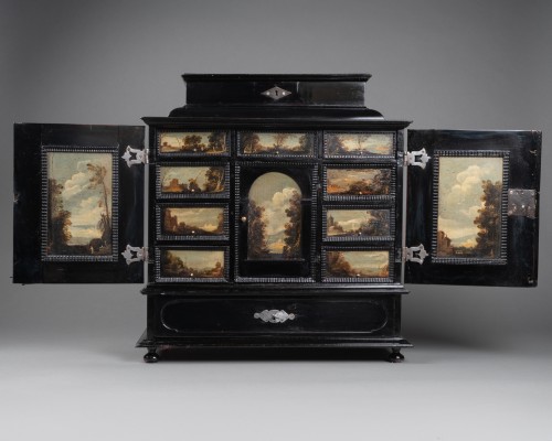 Louis XIII - Cabinet en ébène orné de peintures, Italie 17e siècle