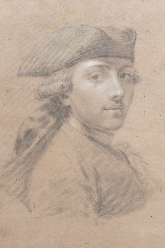 Portrait de jeune homme par Watteau de Lille vers 1760 - Tableaux et dessins Style Louis XV