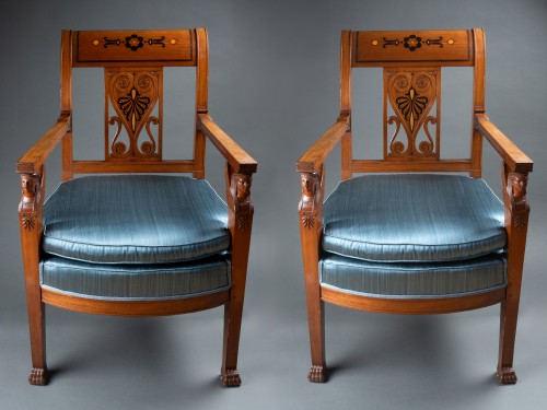 Antiquités - Paire de fauteuils par Jacob frères, Paris vers 1800