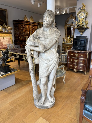 Hercules at rest, Carrara marble, Provence 18th century - Louis XIV