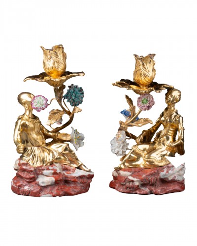 Pair of Chinese candlesticks Paris, Louis XV period