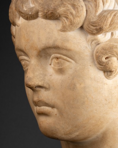 Caracalla enfant, tête en marbre - Italie époque Renaissance - Sculpture Style Renaissance