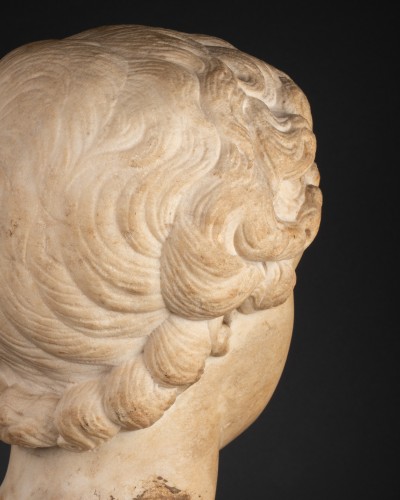 Sculpture Sculpture en Marbre - Caracalla enfant, tête en marbre - Italie époque Renaissance