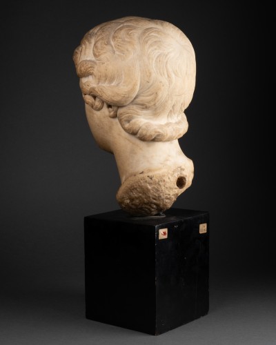 Antiquités - Caracalla enfant, tête en marbre - Italie époque Renaissance