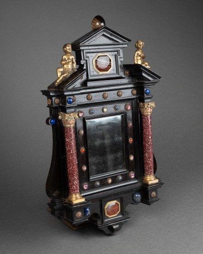 XVIIe siècle - Miroir en ébène et pierres dures, Florence 17e siècle