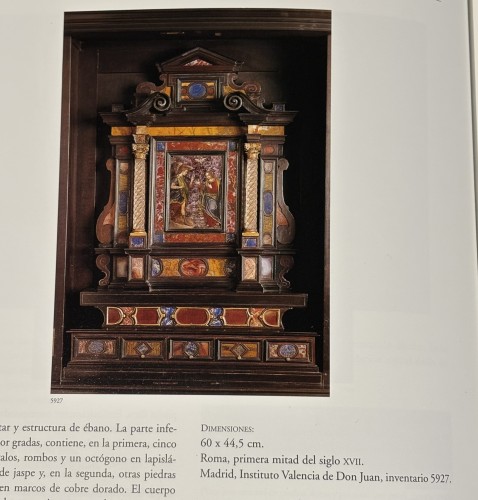 Antiquités - Miroir en ébène et pierres dures, Florence 17e siècle