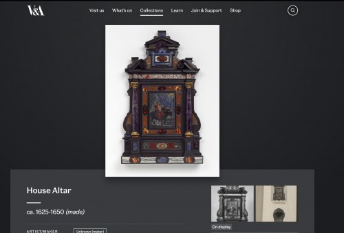 Antiquités - Miroir en ébène et pierres dures, Florence 17e siècle