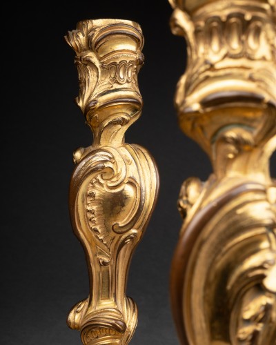 Pair of bronze candlesticks by Meissonnier, Paris circa 1740 - Louis XV