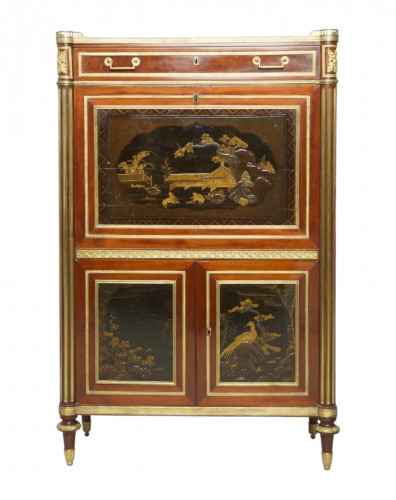 Mahogany and Japanese lacquer writing desk, Paris circa 1790