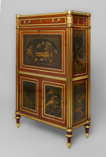 18th century - Mahogany and Japanese lacquer writing desk, Paris circa 1790