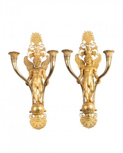 Pair of sconces attributed to Ravrio, Paris, Empire period