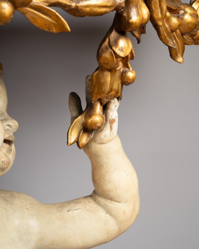 Louis XV - Pair of consoles with putti, Rome circa 1750