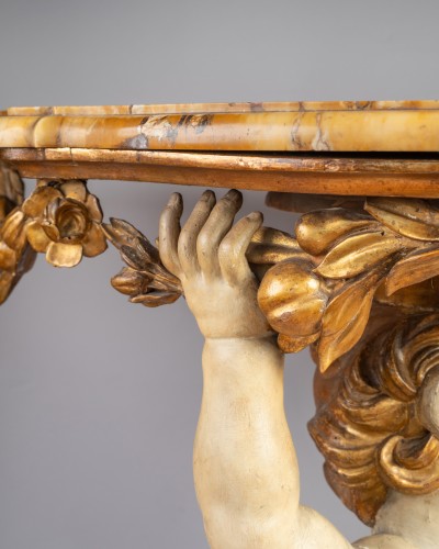 Antiquités - Pair of consoles with putti, Rome circa 1750