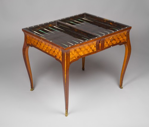 Table tric-trac de voyage à système P.Denizot vers 1770 - Louis XV