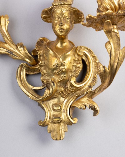 Pair of Chinese Couple Wall Lights, Paris circa 1740 - 