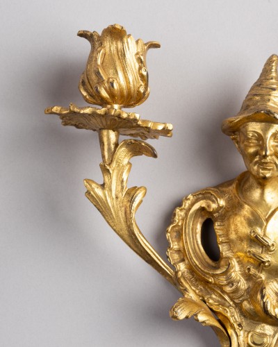 18th century - Pair of Chinese Couple Wall Lights, Paris circa 1740