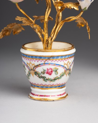 Pair of Sèvres porcelain egg cups mounted as candlesticks - Porcelain & Faience Style Louis XVI