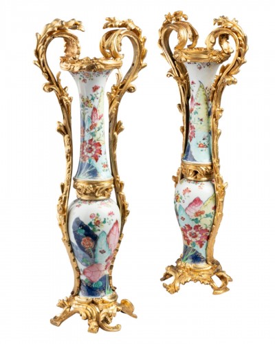 Pair of double bronze-mounted vases, Paris circa 1760