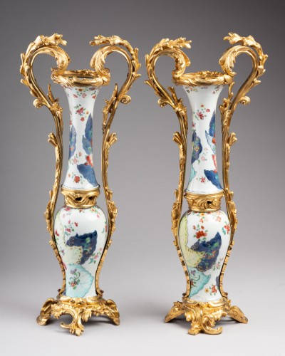 Pair of double bronze-mounted vases, Paris circa 1760 - Louis XV