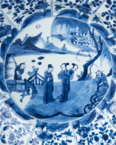 17th chinese porcelain plate with silver mount - Porcelain & Faience Style Louis XIII