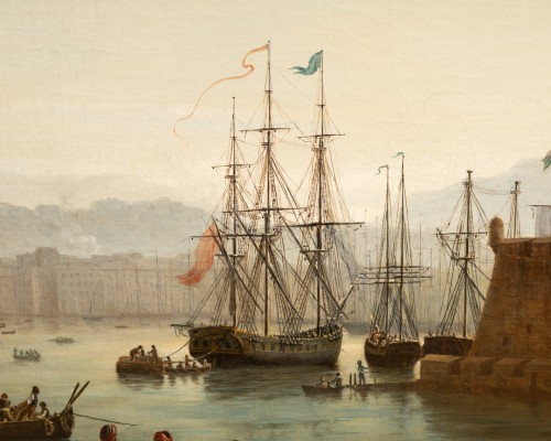 View of the Port of Marseille by Jean-Etienne Constant (1777-1833) - Paintings & Drawings Style Restauration - Charles X