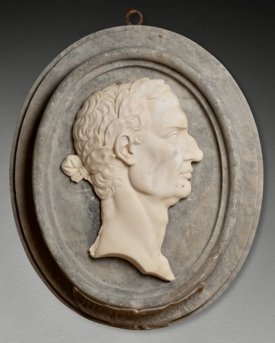 Julius Caesar, marble medallion, Italy circa 1800 - 