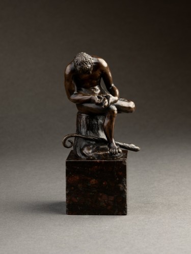Boy with thorn, bronze with brown patina, Florence, 17th century - 