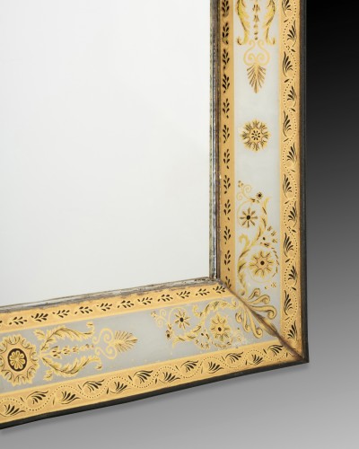 Miroir en verre églomisé, Paris époque Charles X vers 1830 - Miroirs, Trumeaux Style Restauration - Charles X