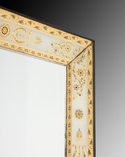 Miroirs, Trumeaux  - Miroir en verre églomisé, Paris époque Charles X vers 1830