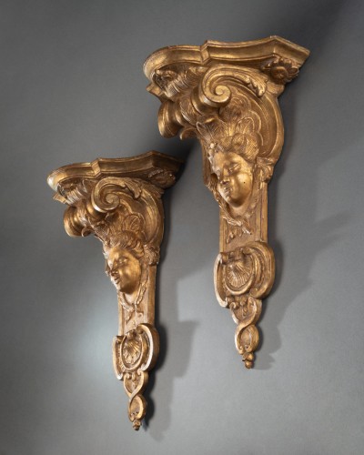 Paire de consoles d'appliques en bois doré, Paris époque Régence - Franck Baptiste Paris
