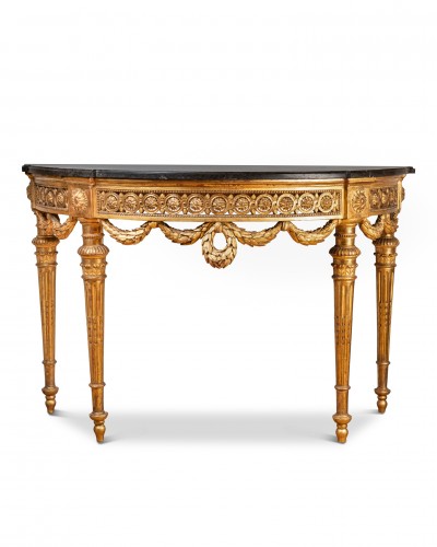 Console demi-lune en bois doré, Provence époque Louis XVI