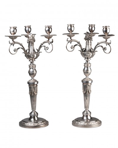 Paire de candélabres en argent, Paris époque Louis XVI