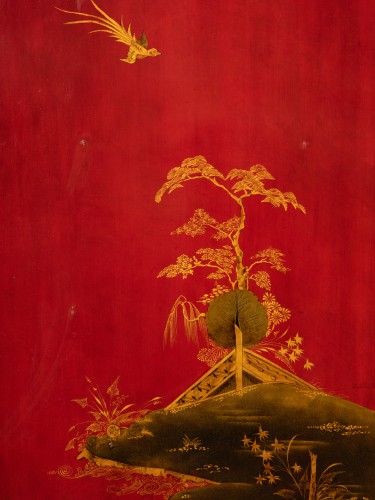 Régence - Cabinet de voyage en vernis rouge , Angleterre vers 1700-1720