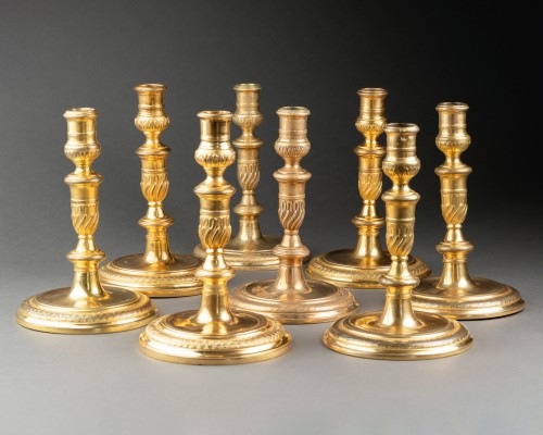 Set of heigt bronze candlesticks, Paris, Regency period - French Regence