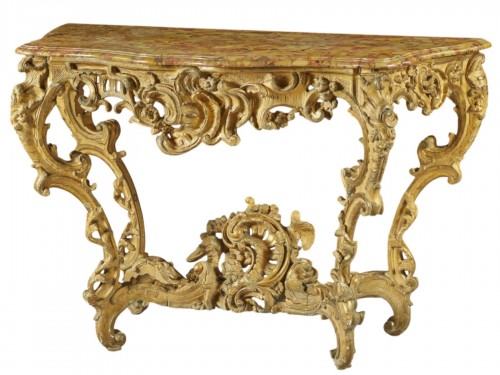 Console à rocailles asymétriques, Paris époque Louis XV vers 1750