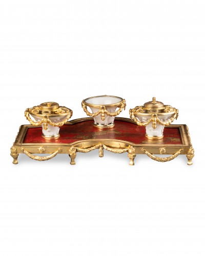 Chinese lacquer and porcelain inkwell, Paris, circa 1770