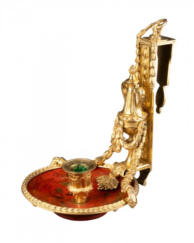 Bronze and lacquer screen candlestick, Paris, circa 1765