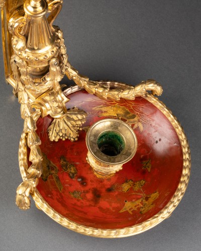 Lighting  - Bronze and lacquer screen candlestick, Paris, circa 1765