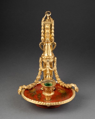 Bronze and lacquer screen candlestick, Paris, circa 1765 - 