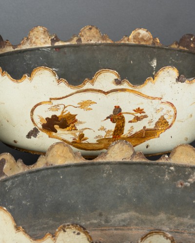 Set of two glazed tin wine coolers, Paris circa 1770 - Decorative Objects Style Louis XV