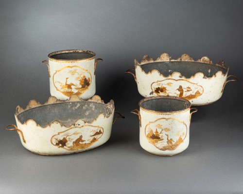 Decorative Objects  - Set of two glazed tin wine coolers, Paris circa 1770