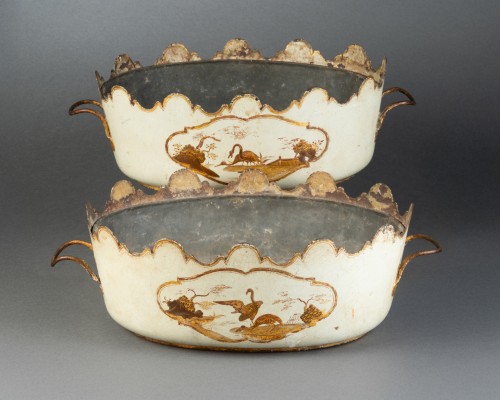 Set of two glazed tin wine coolers, Paris circa 1770 - 