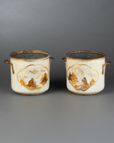 18th century - Set of two glazed tin wine coolers, Paris circa 1770