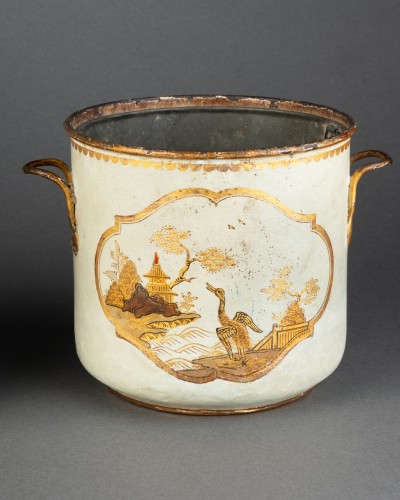 Set of two glazed tin wine coolers, Paris circa 1770 - Louis XV